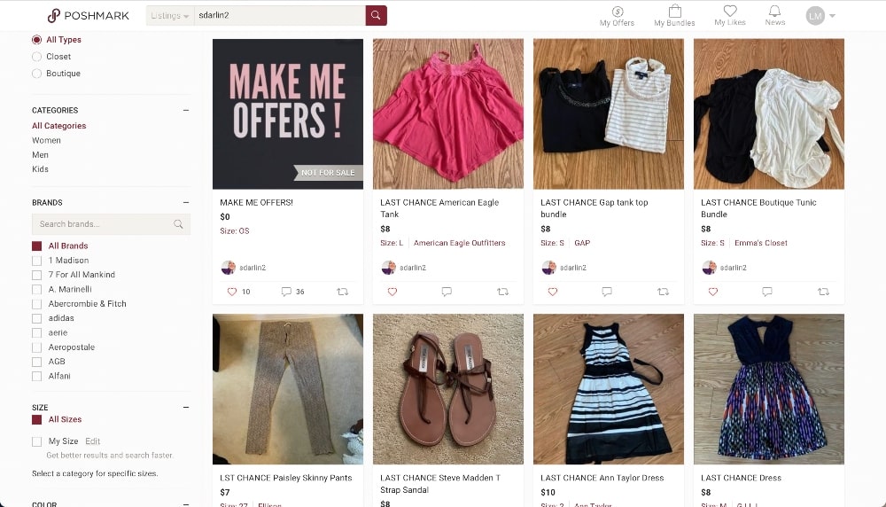 Poshmark で服を販売する方法のスクリーンショット