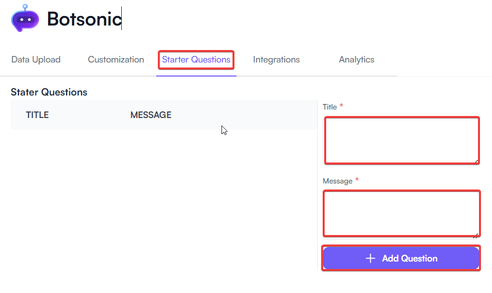 أضف أسئلة المبتدئين إلى Botsonic - كيفية إضافة دردشة مباشرة إلى متاجر Shopify؟