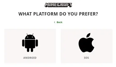 trebuie să selectați platforma Android sau IOS pentru a descărca minecraft apk