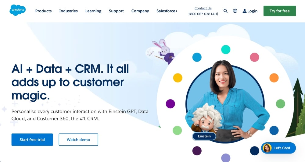 Salesforce Web サイトのスクリーンショット