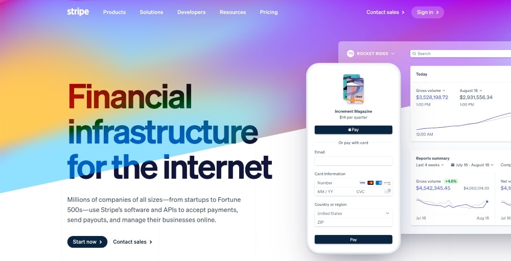 Stripe Web サイトのスクリーンショット