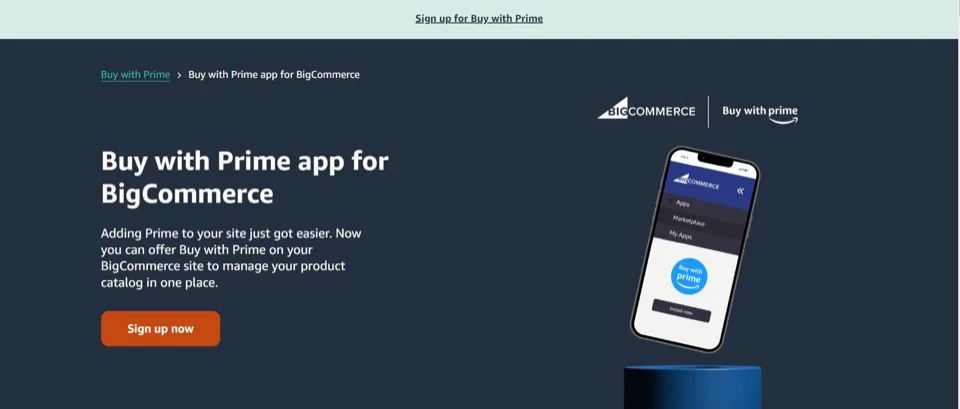 Compre com o aplicativo Prime para BigCommerce