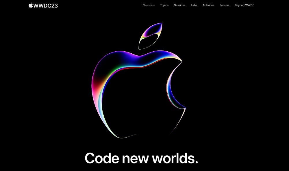 Apple의 WWDC 이벤트 페이지 스크린샷