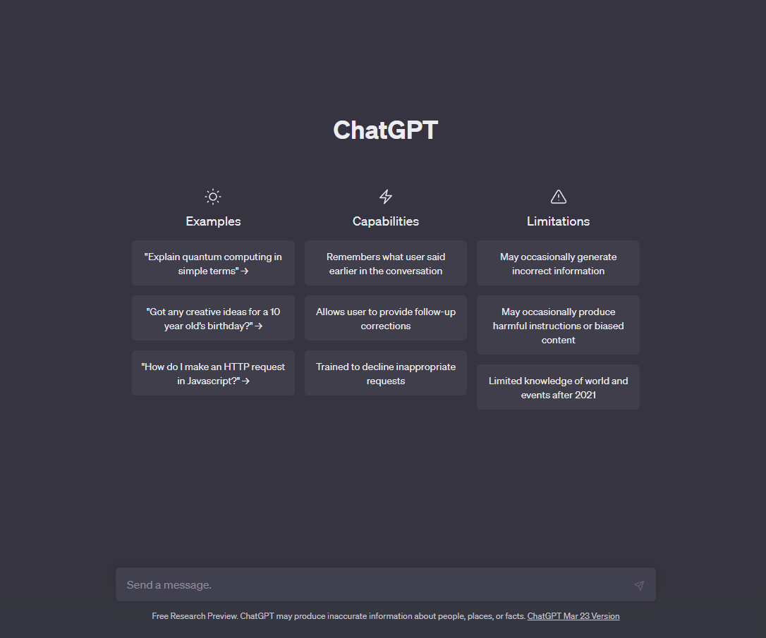 ChatGPT のスクリーンショット