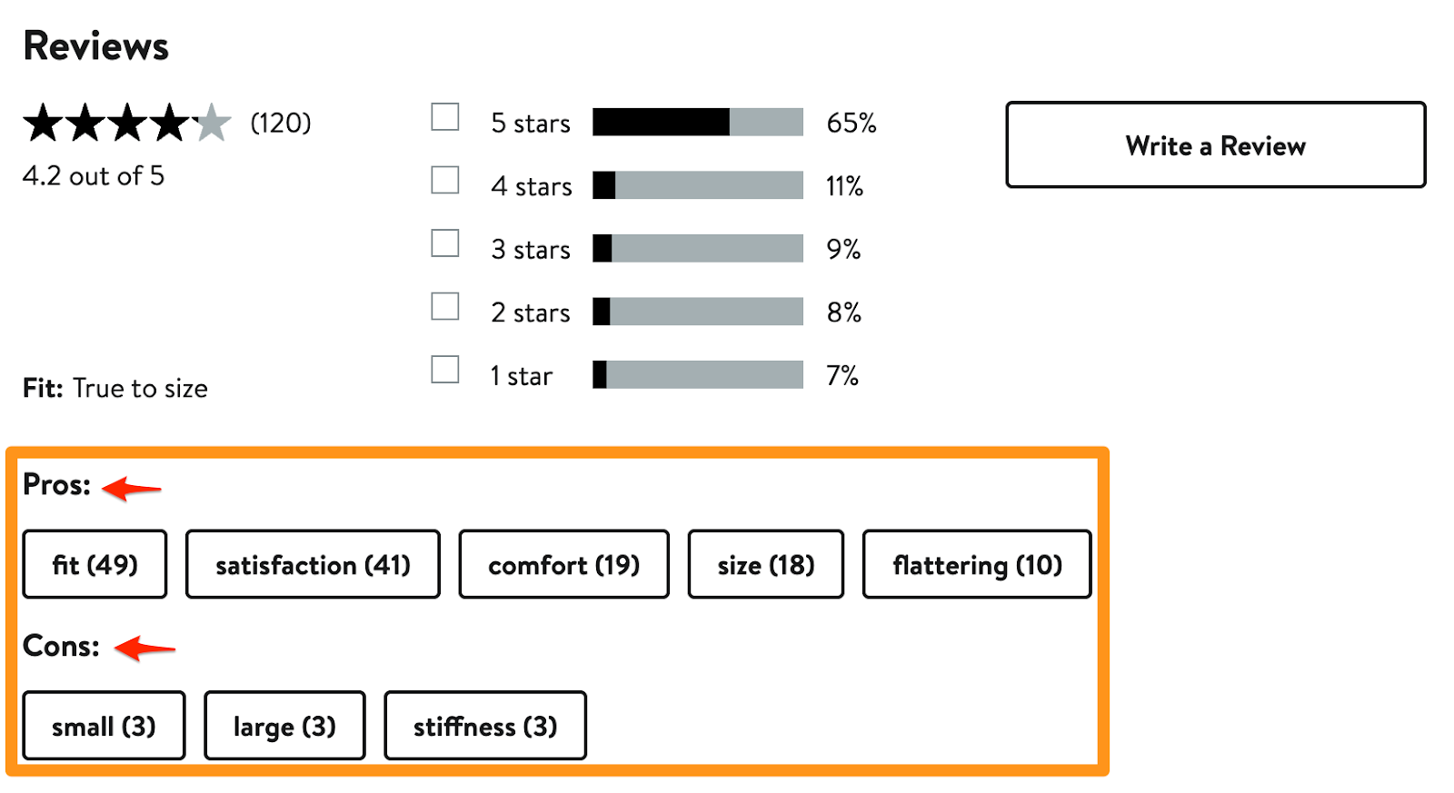 Nordstrom.com'dan ürün incelemelerine bir örnek