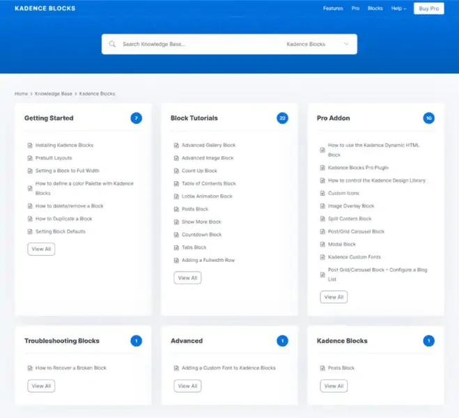 Kadence Documentation library