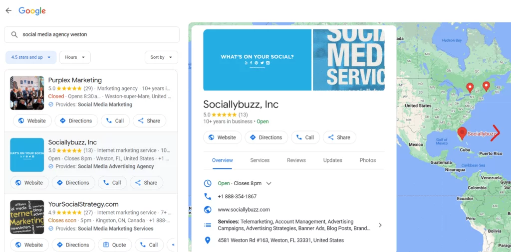 Sociallybuzz Profil firmy Google w Mapach Google