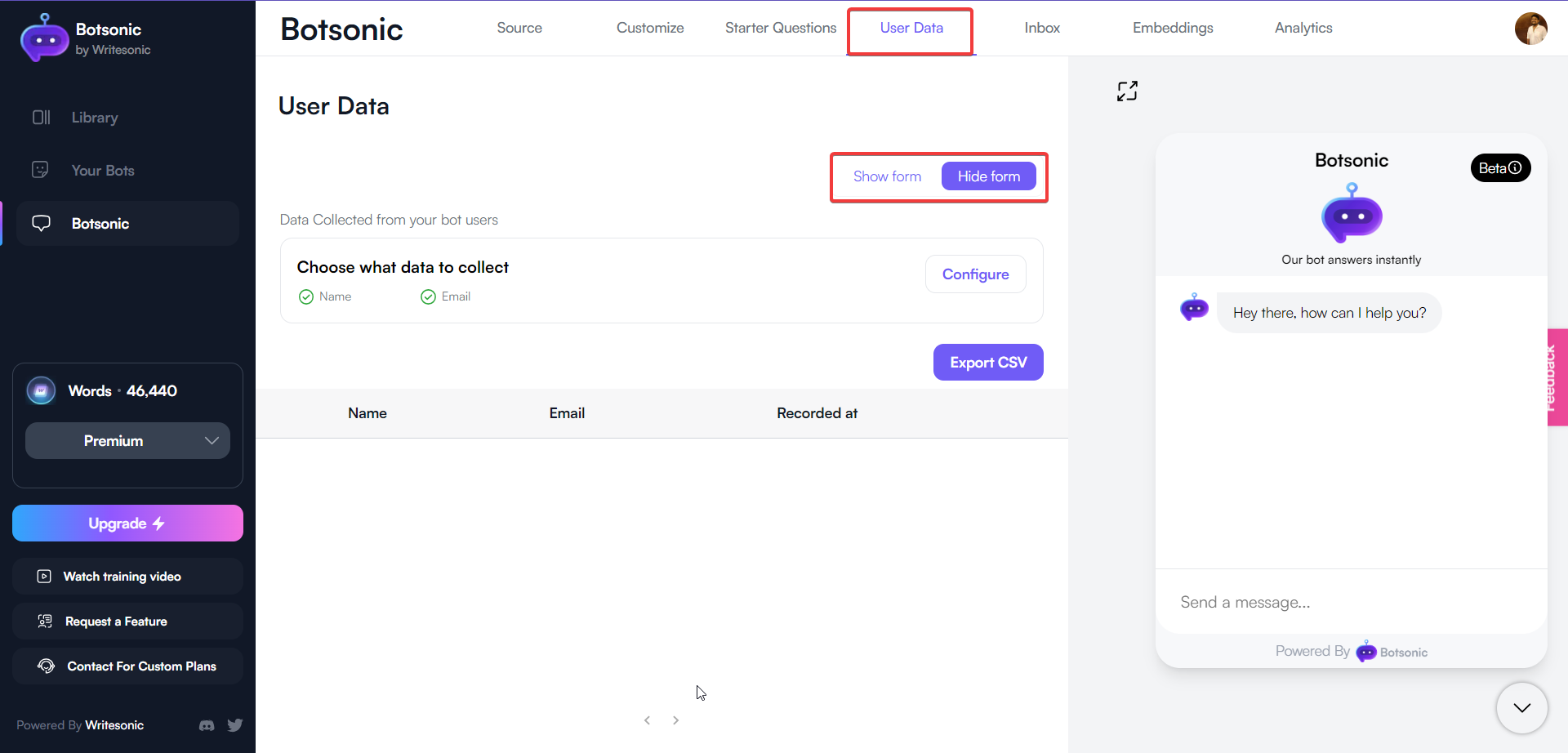 Botsonic - วิธีตั้งค่าแชทบอทสร้างโอกาสในการขาย