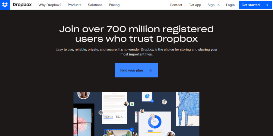 ภาพหน้าจอของ Dropbox.com