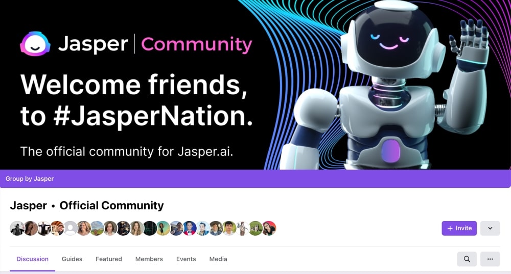 ภาพหน้าจอของกลุ่ม Jasper AI Facebook