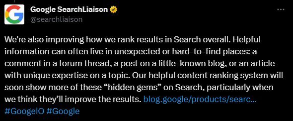 Tweet dari Google SearchLiaison