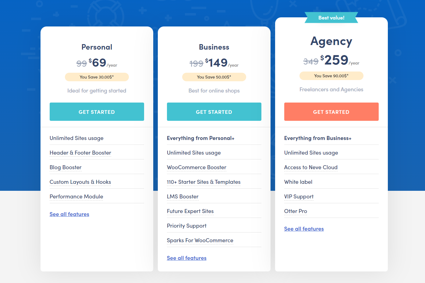 neve theme pricing