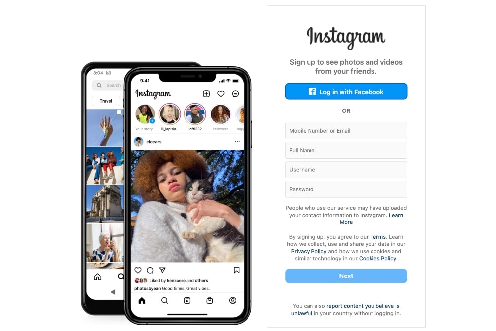 สร้างภาพหน้าจอบัญชี Instagram ใหม่