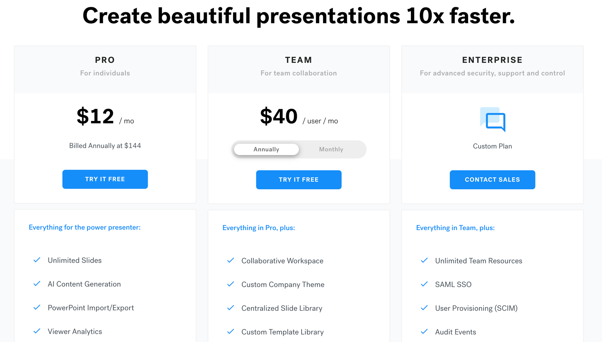 Beautiful AI pricing - AI marketing tools