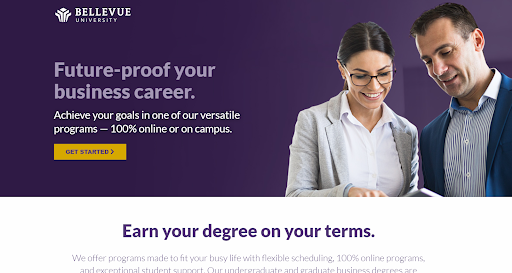 Publicidade PPC da Bellevue University no ensino superior