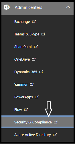 Cliquez sur Sécurité et conformité sur la page Centre d'administration.