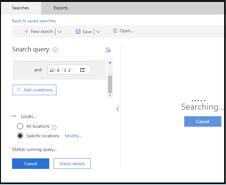 Ensuite, la recherche s'exécutera en arrière-plan.