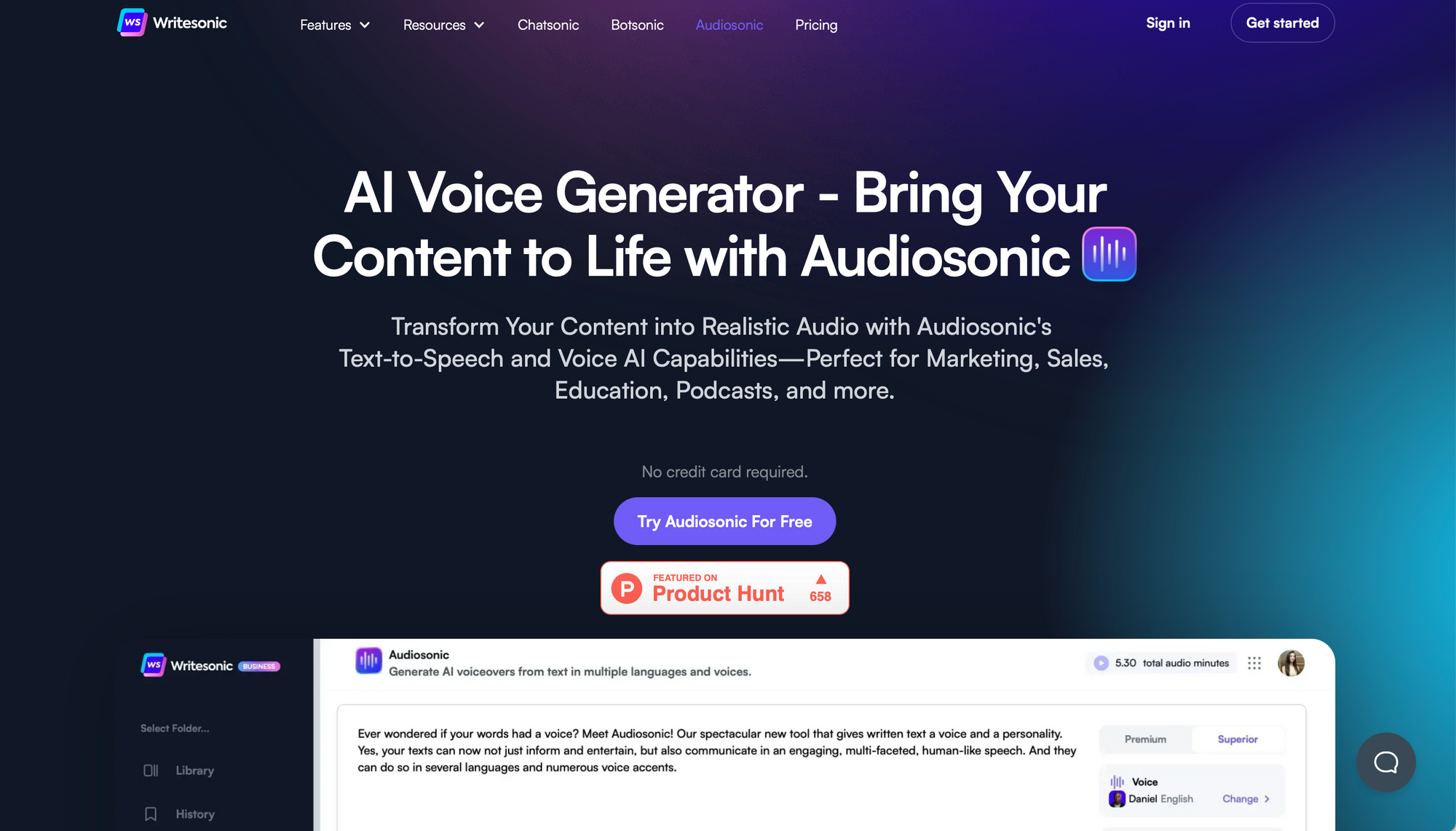 Audiosonic - Générateur de voix IA gratuit