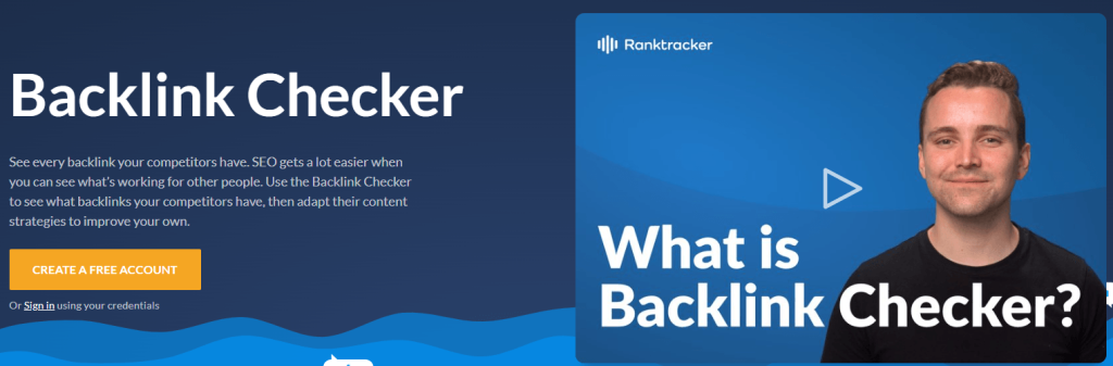 Ranktracker 工具包反向链接检查器