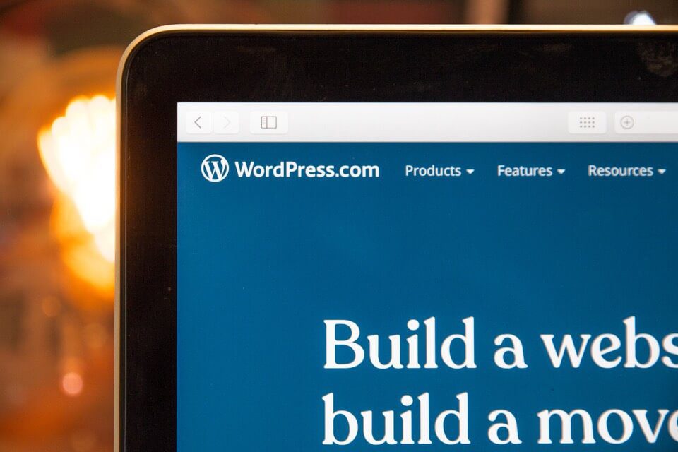 WordPress 홈 페이지가 컴퓨터에 열려 있습니다.