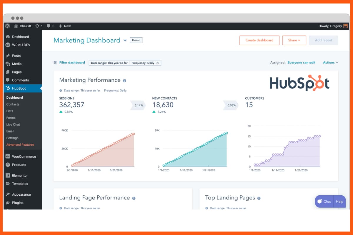 HubSpot – Melhores plug-ins pop-up de intenção de saída para WordPress