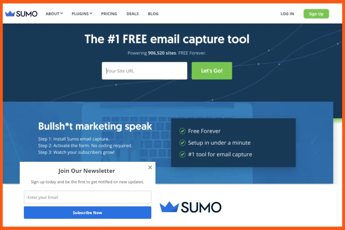 Sumo – os melhores plug-ins pop-up de intenção de saída para WordPress