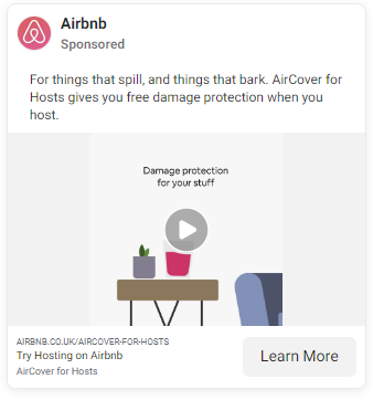 Airbnb Facebook 広告のスクリーンショット