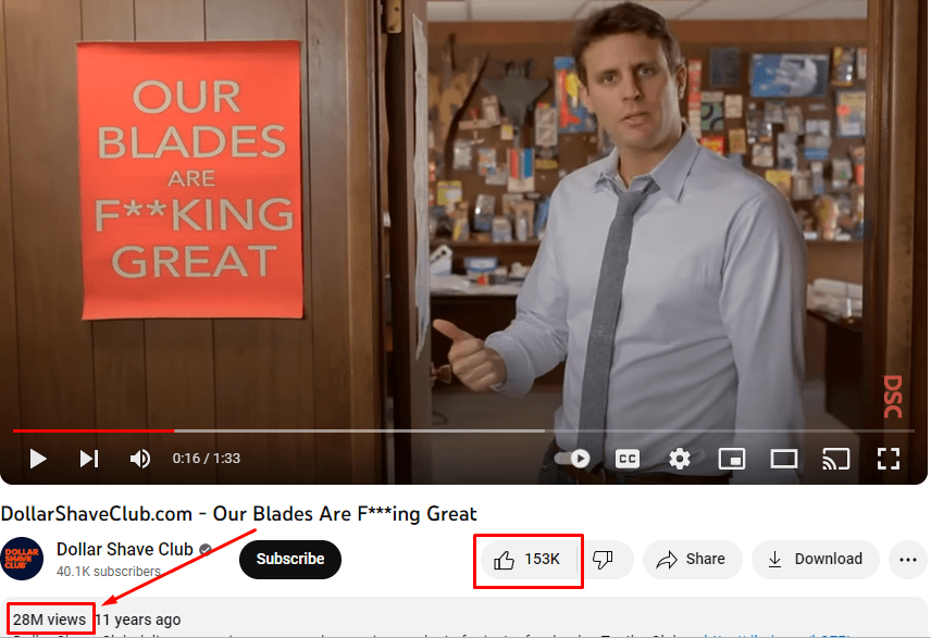 скриншот первой рекламной кампании Dollar Shave Club