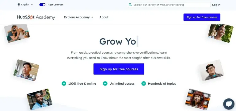 HubSpot Academy هو أفضل تطبيق للدورات عبر الإنترنت بشهادة مجانية