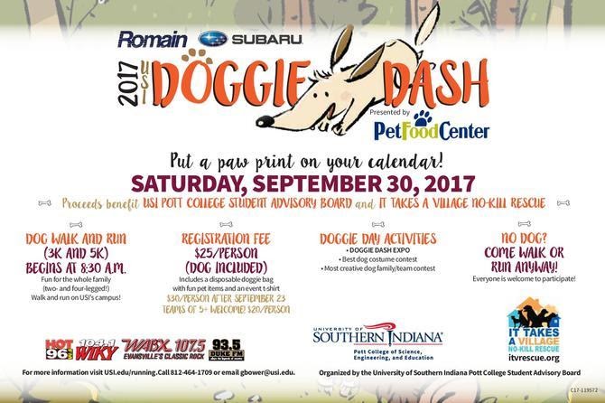 ใบปลิว Doggie Dash Doggie Dash ประจำปีของ University of Southern Indiana