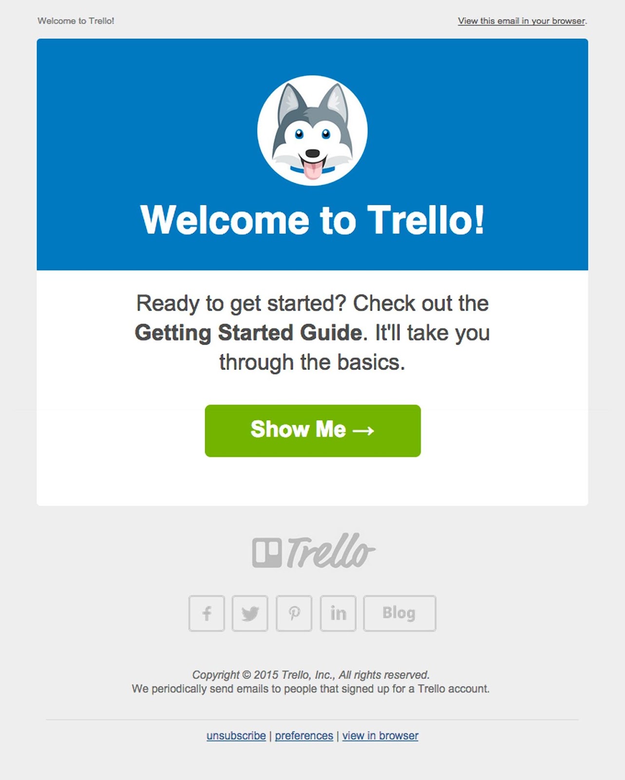 Trello 電子郵件示例