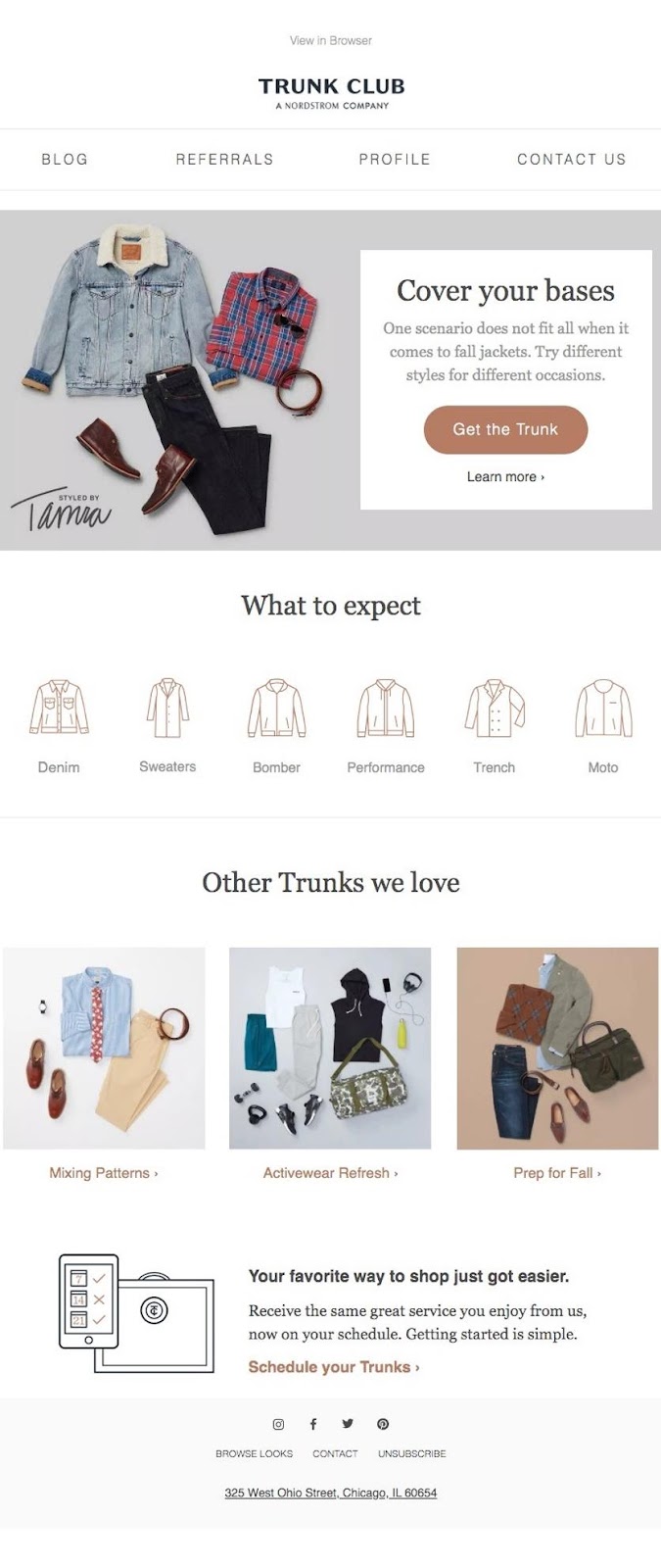 Trunk Club 電子郵件示例