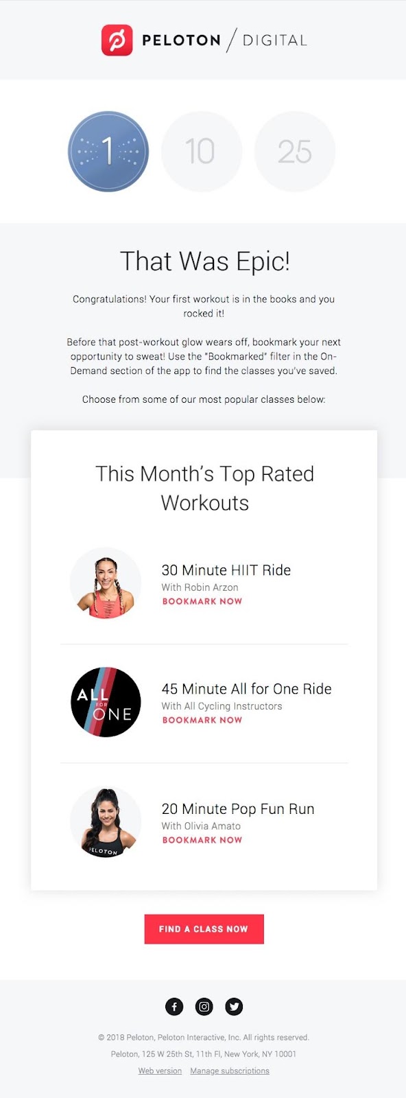 E-mail digital Peloton