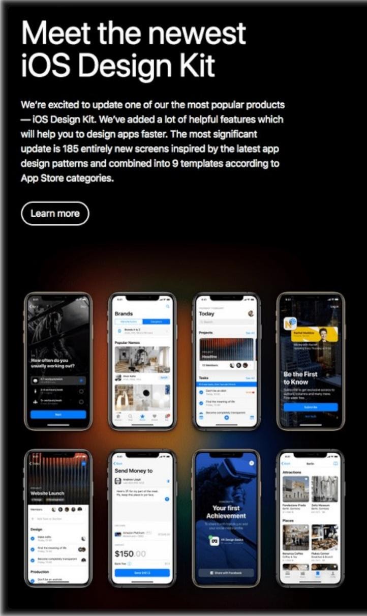 Ejemplo de correo electrónico de Apple para iOS Design Kit