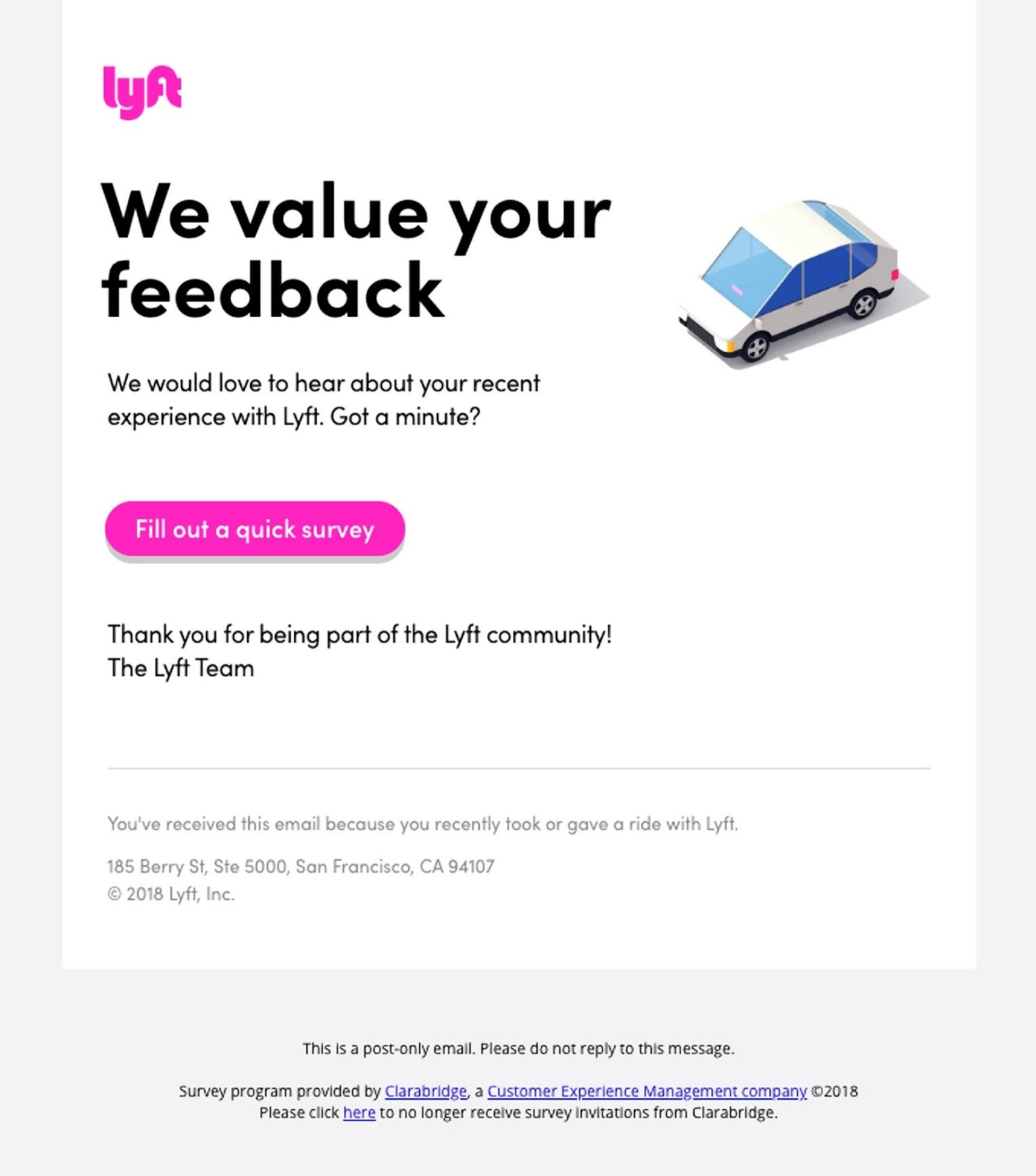 Contoh email Lyft