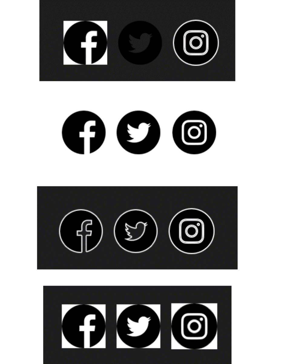 iconos de redes sociales modo oscuro