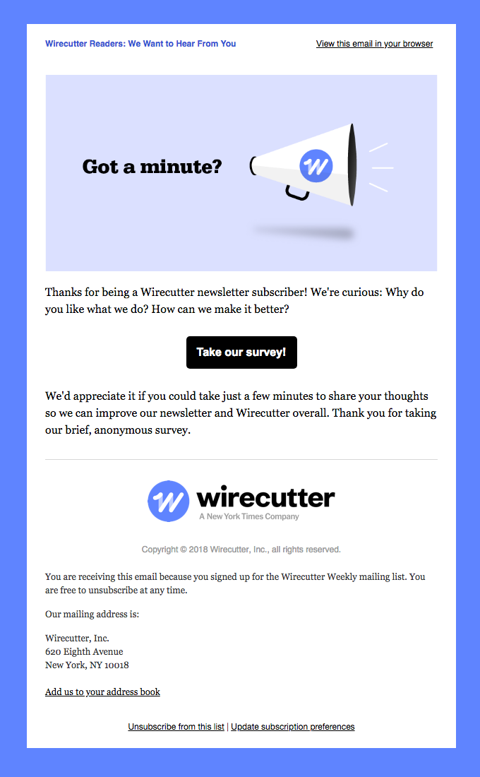 wirecutter 简短调查示例